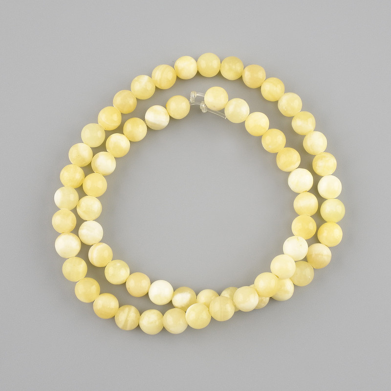 Beads yellow Agate smooth bead, diameter 6mm+-, length 38cm +- on a string