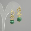 Earrings Malachite smooth ball 10mm+- , length 30mm+-