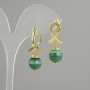 Earrings Malachite smooth ball 10mm+- , length 30mm+-