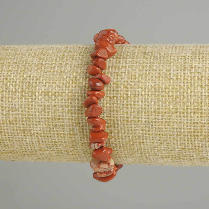 Bracelet Red Jasper chip, diameter 6-11x3-5mm+- , length 18cm+- stretch