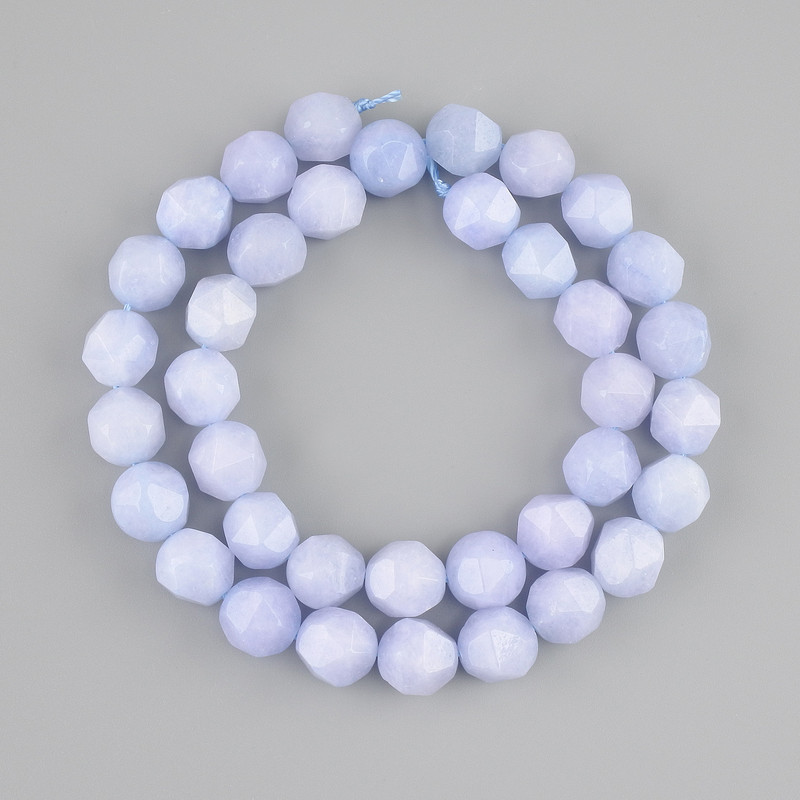 Aquamarine beads faceted 9.5-10x9mm +-, length 38cm +/- on a string