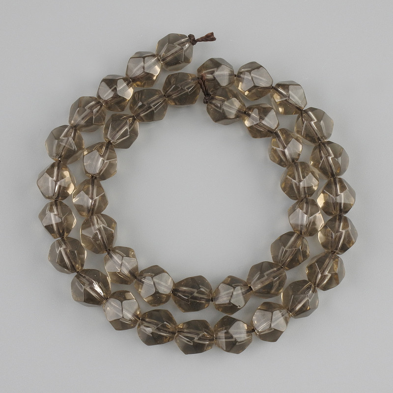 Smoky Topaz beads faceted, diameter 9x8mm +- , length 37cm +- on a string