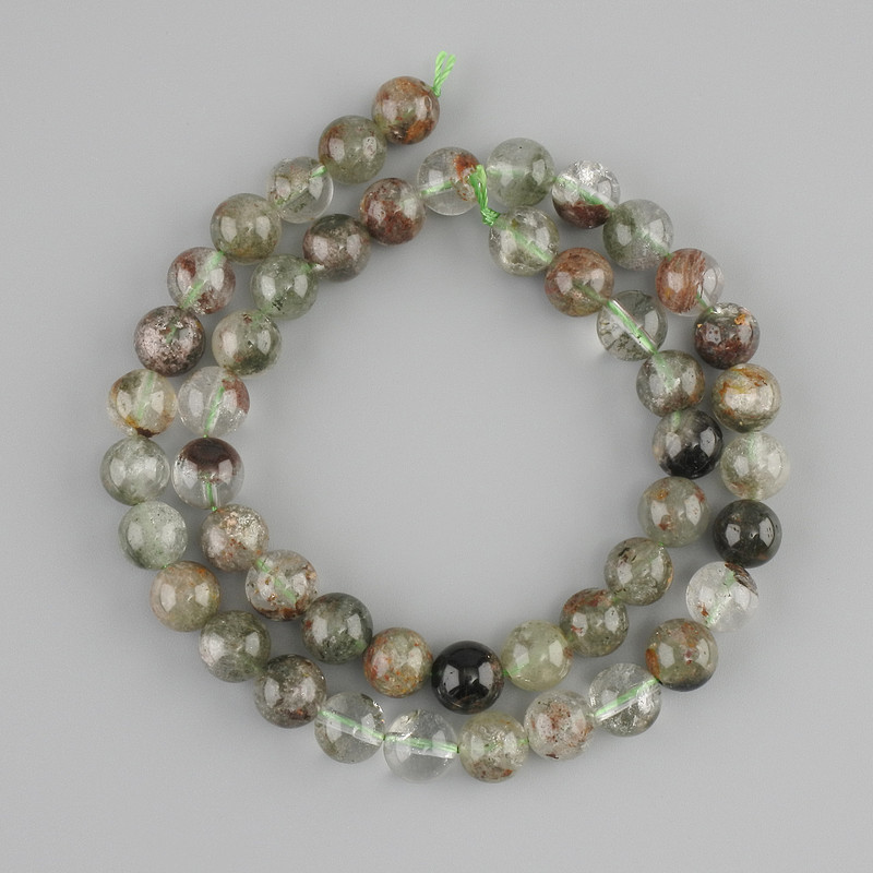 Moss Agate beads smooth round, diameter 8mm±, length 38cm± on a string