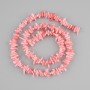 Coral beads pink tumbled needle, diameter 7-10x1-2mm ±, length 42cm ± on nylon thread