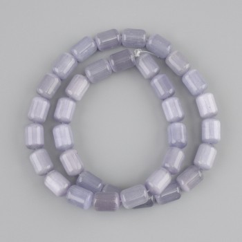 Beads gray Cat's Eye cylinder, diameter 11x8mm+-, length 38cm+- on a nylon thread