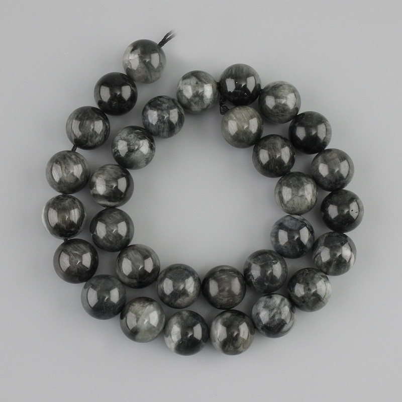 Obsidian beads smooth round bead, diameter 12.5 mm (±), length 38 cm (±)