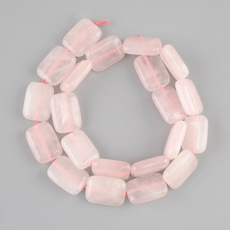 Pink quartz beads rectangular, diameter 18×13-13, 5mm+-, length 39cm+-