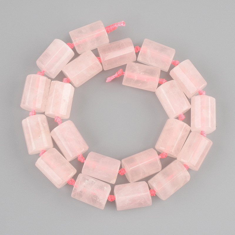 Beads Pink Quartz faceted cylinder, diameter 13-16x11-11, 5mm+-, length 40cm+-