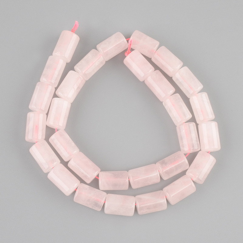 Pink quartz beads cylinder, diameter 12x8mm +/-, length 38cm +/-