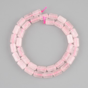 Beads Pink Quartz cylinder, diameter 10x6mm +/-, length 38cm +