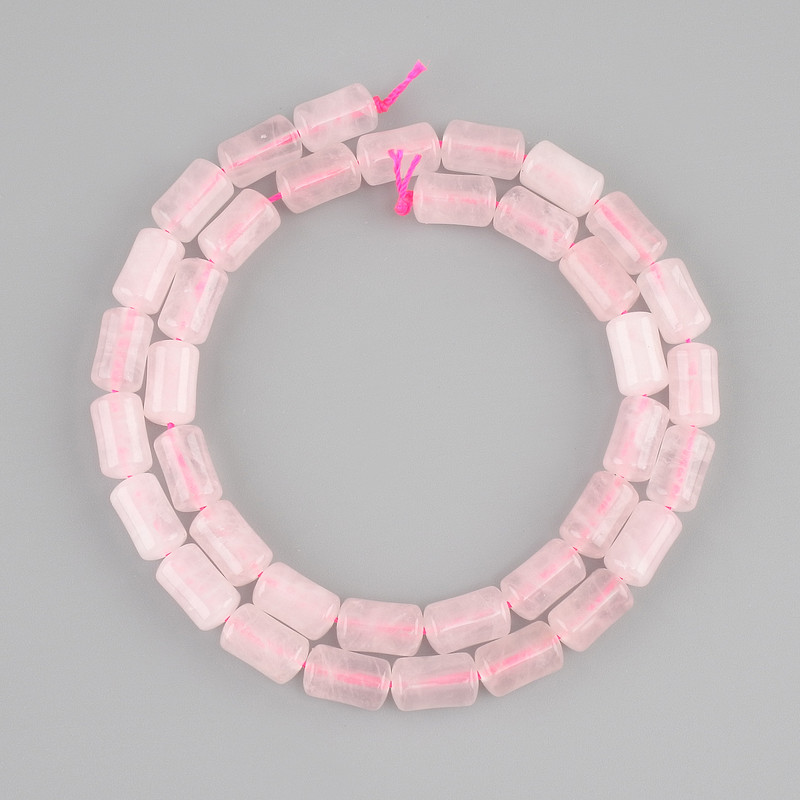 Beads Pink Quartz cylinder, diameter 10x6mm +/-, length 38cm +