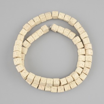 Beige Lava stone beads cube, diameter 6×6mm ± on a string, length 40cm +