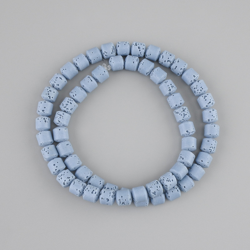 Blue Lava Stone beads volcanic lava cylinder, diameter 6x6mm+- on a thread, length 37cm+