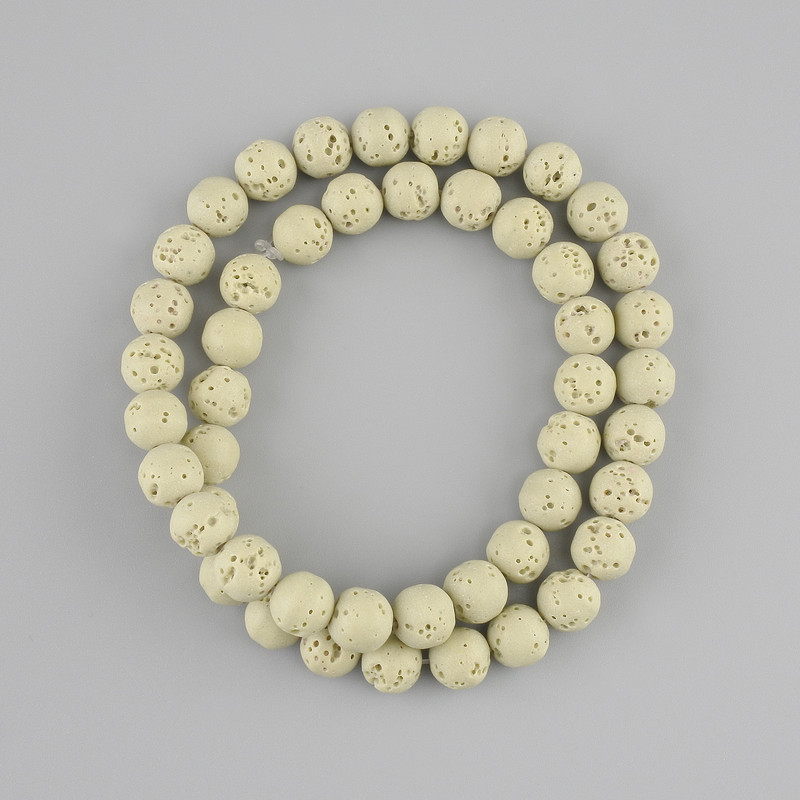 Lava beads smooth round bead, diameter 8mm +- on a fishing line, length 38cm+