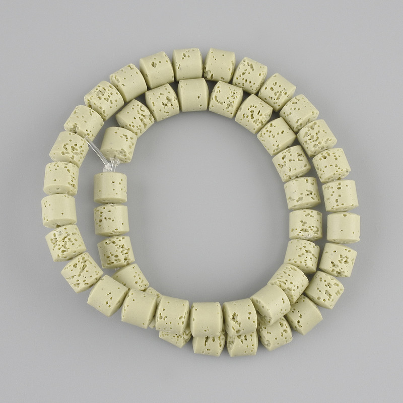 Vulcanic Lava Beads cylinder, diameter 8x8mm± on a thread, length 38cm+