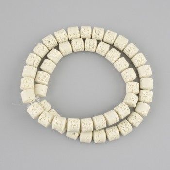 Beige Lava Stone Beads cylinder, diameter 8×8mm+- on a fishing line, length 38cm+
