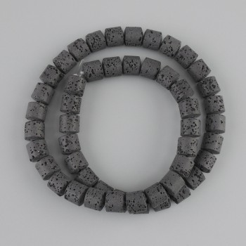 Beads Black Volcanic Lava cylinder, diameter 8x8mm+- on a thread, length 38cm+