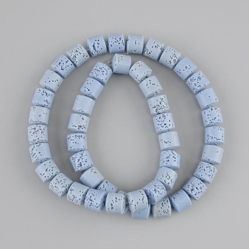 Blue Lava beads, volcanic lava cylinder, diameter 8×8 mm ± on a string, length 38 cm+