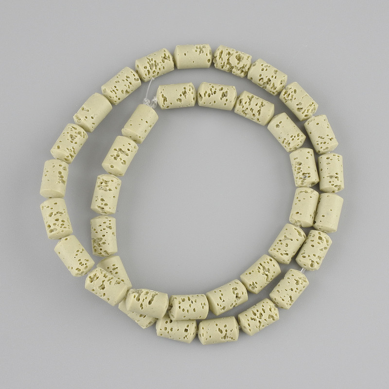 Lava beads cylindrical, diameter 10x6mm ± on a string, length 38cm +