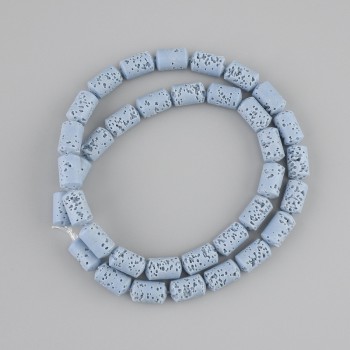 Blue Lava Beads cylindrical, diameter 10x6mm± on a string, length 38cm+