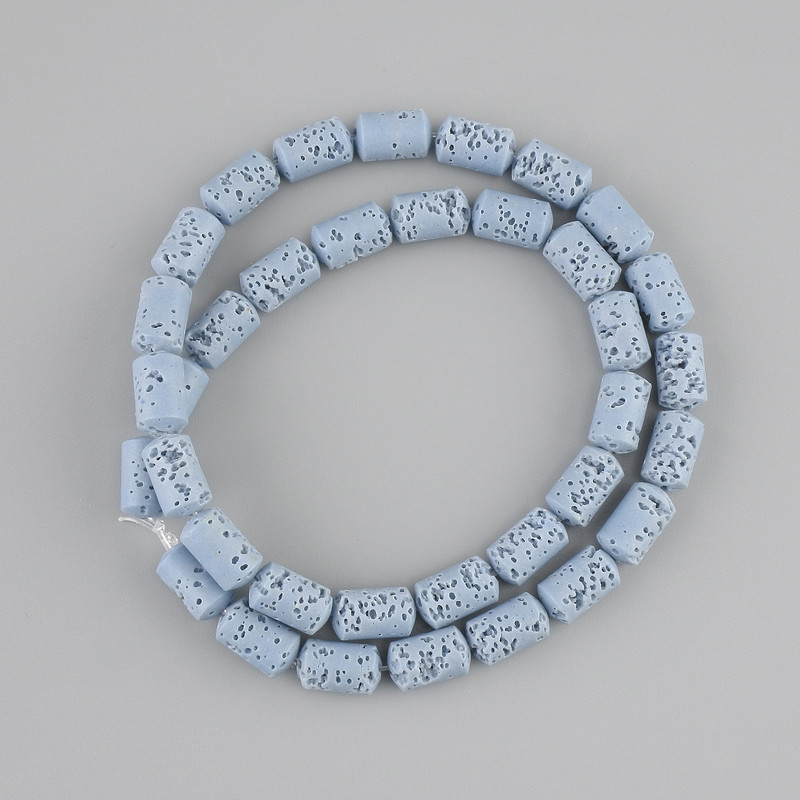 Blue Lava Beads cylindrical, diameter 10x6mm± on a string, length 38cm+