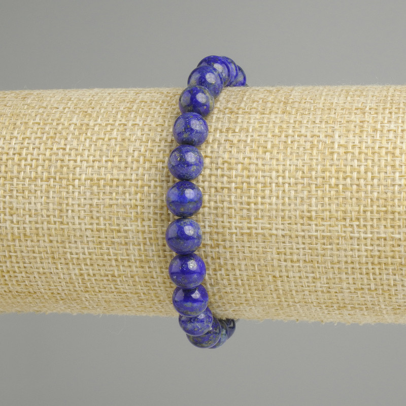 Lapis Lazuli bracelet smooth round bead, diameter 7mm±, length 18cm± stretch