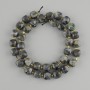 Larvikite beads faceted cube, diameter 8.5–9 x 8.5–9 mm ±, bead 3mm+-, length 37 cm +-