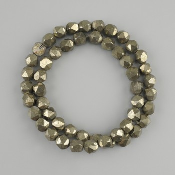 Pyrite beads faceted, diameter 8x7mm +- , length 40cm +- on a thread