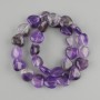 Amethyst beads heart shape, diameter 14x14 mm +/-, length 37 cm +/- on nylon thread
