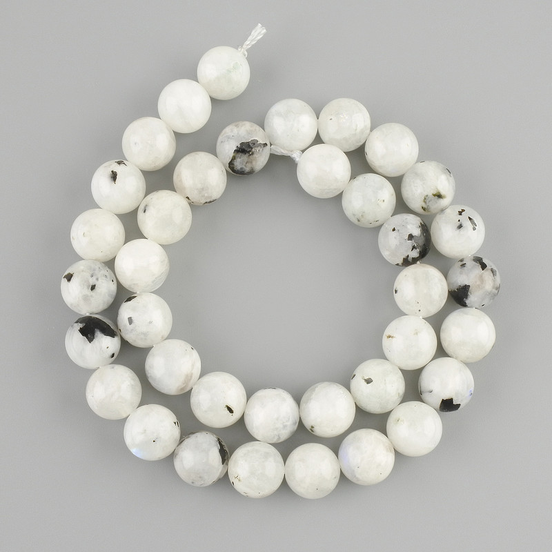 Adularia beads smooth round bead, diameter 10.5 mm +-, length 38 cm +/- on a thread