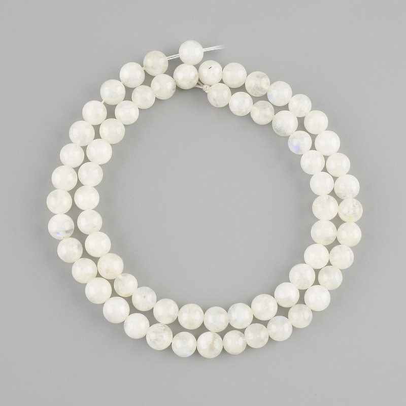 Adular smooth round beads, diameter 6mm+-, length 38cm+- on a string