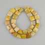 Beads fossilized coral square 12x12mm+-, length 40cm+-. on a string