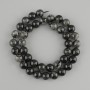 Natural stone beads Rutilated quartz with inclusions of Schorl tourmaline, smooth bead, diameter 9.5-10mm±, length 38cm± on a string
