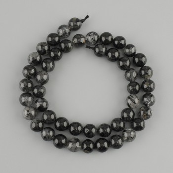 Beads natural stone Rutilated Quartz with inclusion of Tourmaline Schorl smooth round bead, diameter 8mm+- , length 38cm+- on a string