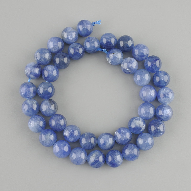 Kyanite natural stone beads smooth round bead, diameter 10mm +- , length 39cm +- on a string