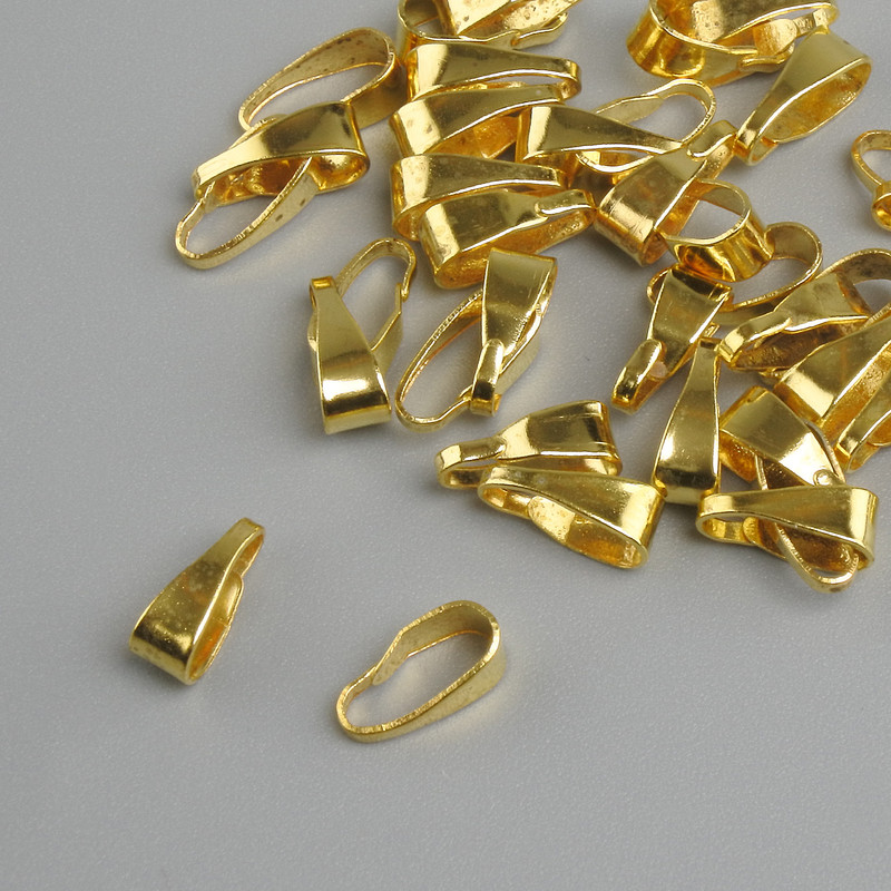 Jewelry Findings Pendant Holder for Necklace Pendant, diameter 3mm ±, length 7mm ±, gold metal color, pack 40 pcs +