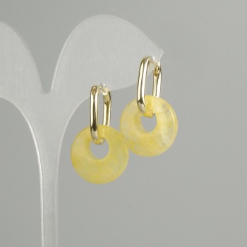 Earrings "Bublik" Citrine, diameter 18x5mm +/-, length 30mm +/-