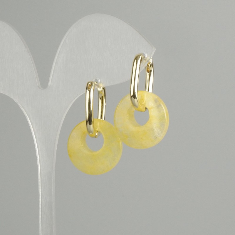 Earrings "Bublik" Citrine, diameter 18x5mm +/-, length 30mm +/-