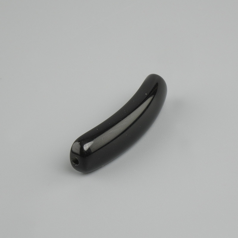 Bead insert black Agate curved link with holes 36x8, 5x5mm+
