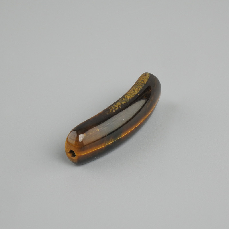 Bead insert Tiger's eye curved link with holes 36x10x6mm+