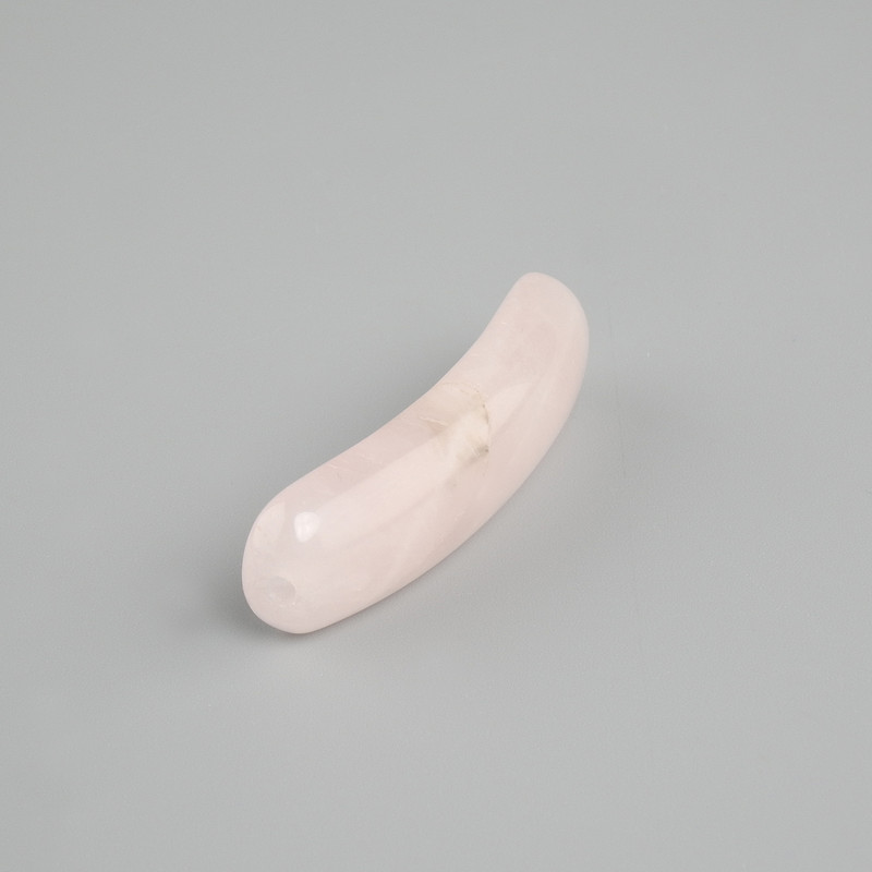 Bead inlay Pink quartz shaped link with holes 36x10x6mm +