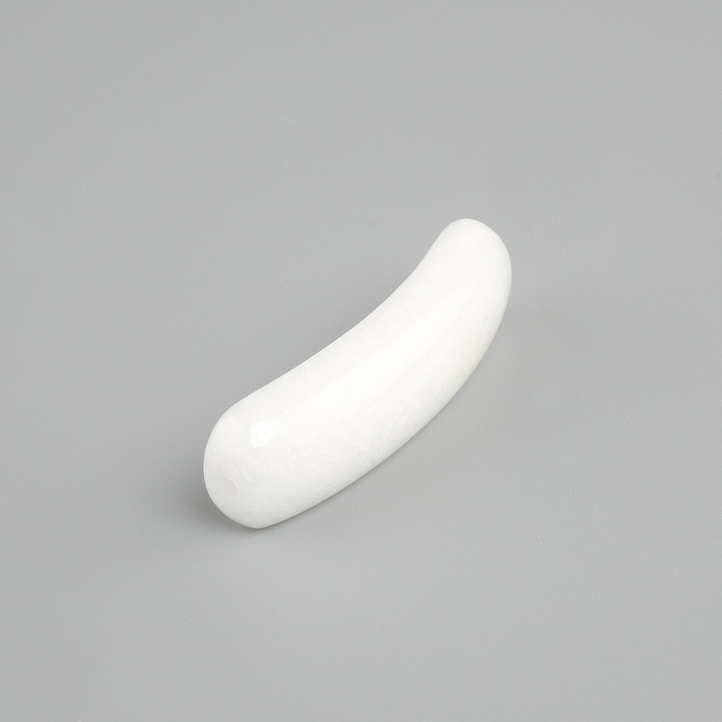 Bead insert White Quartz curved link with holes 36x10x6mm+