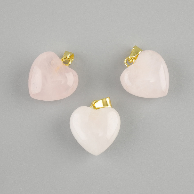 Heart Pendant Pink Quartz 15x15x23mm+