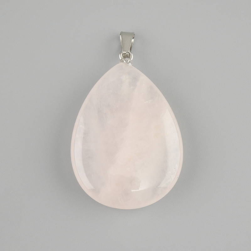 Pendant Rose Quartz teardrop 40x30mm+-, length 50mm+-