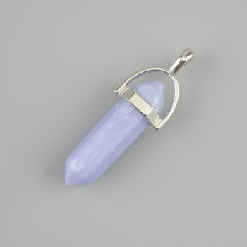 Agate pendant hexagon crystal with crystal ball 8x31x41mm+