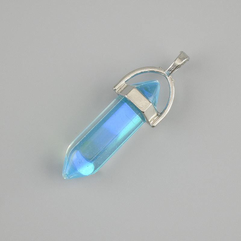 Pendant Glass multicolor hexagon crystal ball 8x31x41mm+