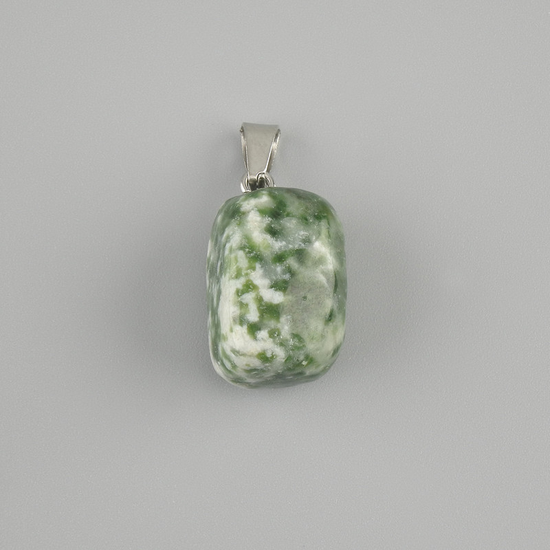 Pendant Totem Moss Agate, bar piece 14x11x11mm ±, length 23mm ± assorted sizes