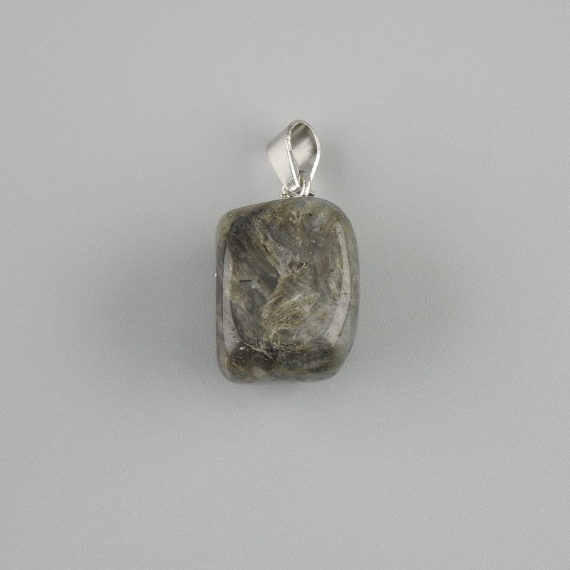 Totem pendant Larvikite stone bar 14x11x11mm ±, length 23mm ± assorted sizes