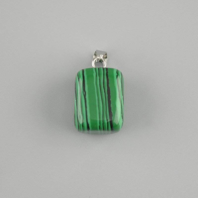 Totem pendant Malachite block 14x11x11mm ±, length 23mm ± assorted sizes
