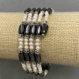 Transformer jewelry (necklace-bracelet) Hematite magnetic strand 8x5mm+- River pearls 3, 5-5mm+-, length 88cm+-